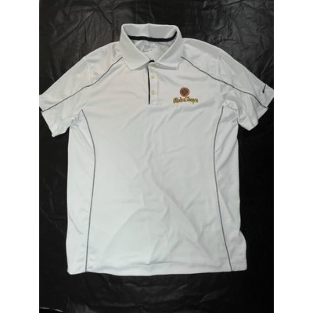 Nike Golf Aloha‎ Shoyu Mens  L Polo Shirt Tour Performance White Embroidered